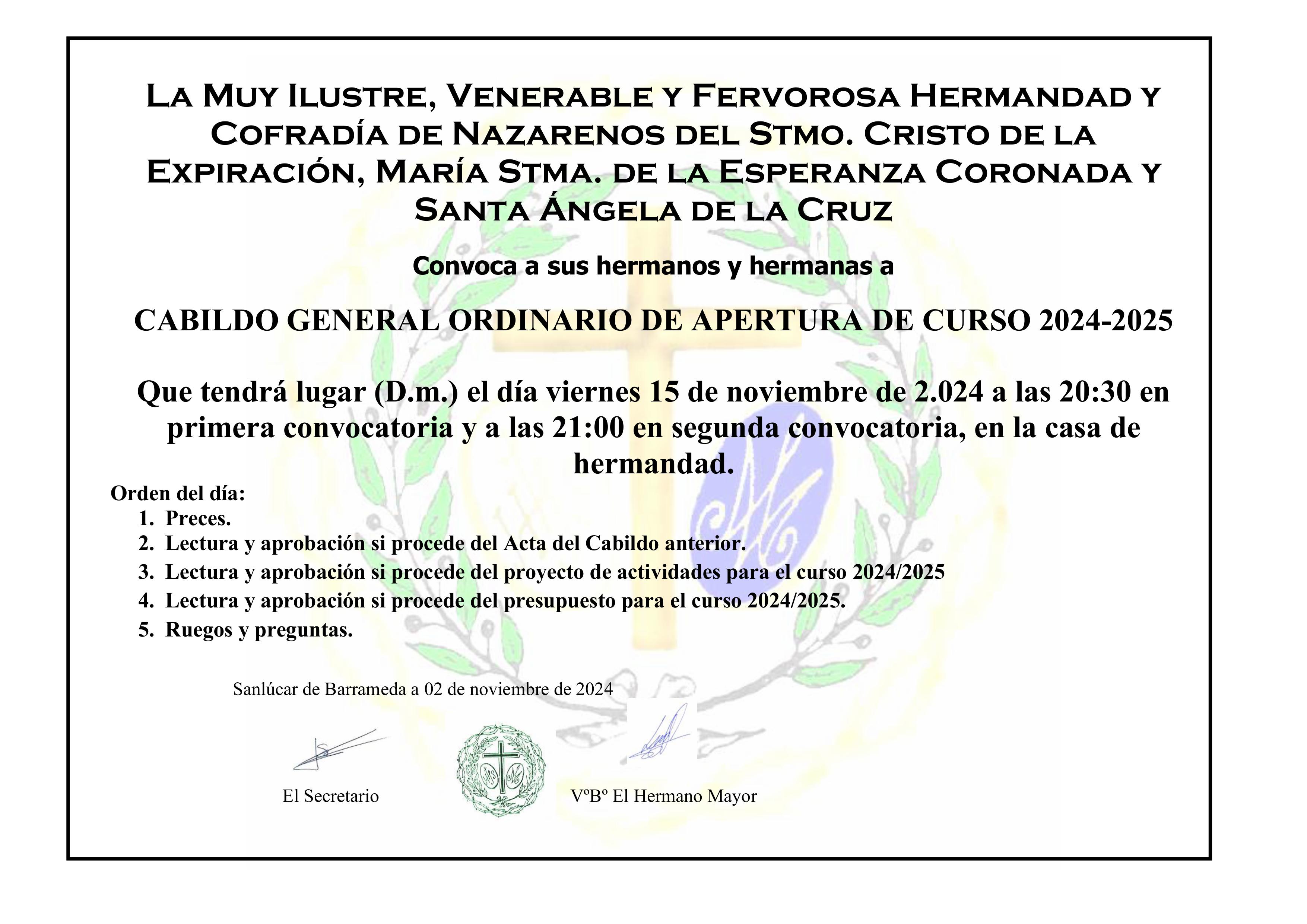 CABILDO DE APERTURA DE CURSO